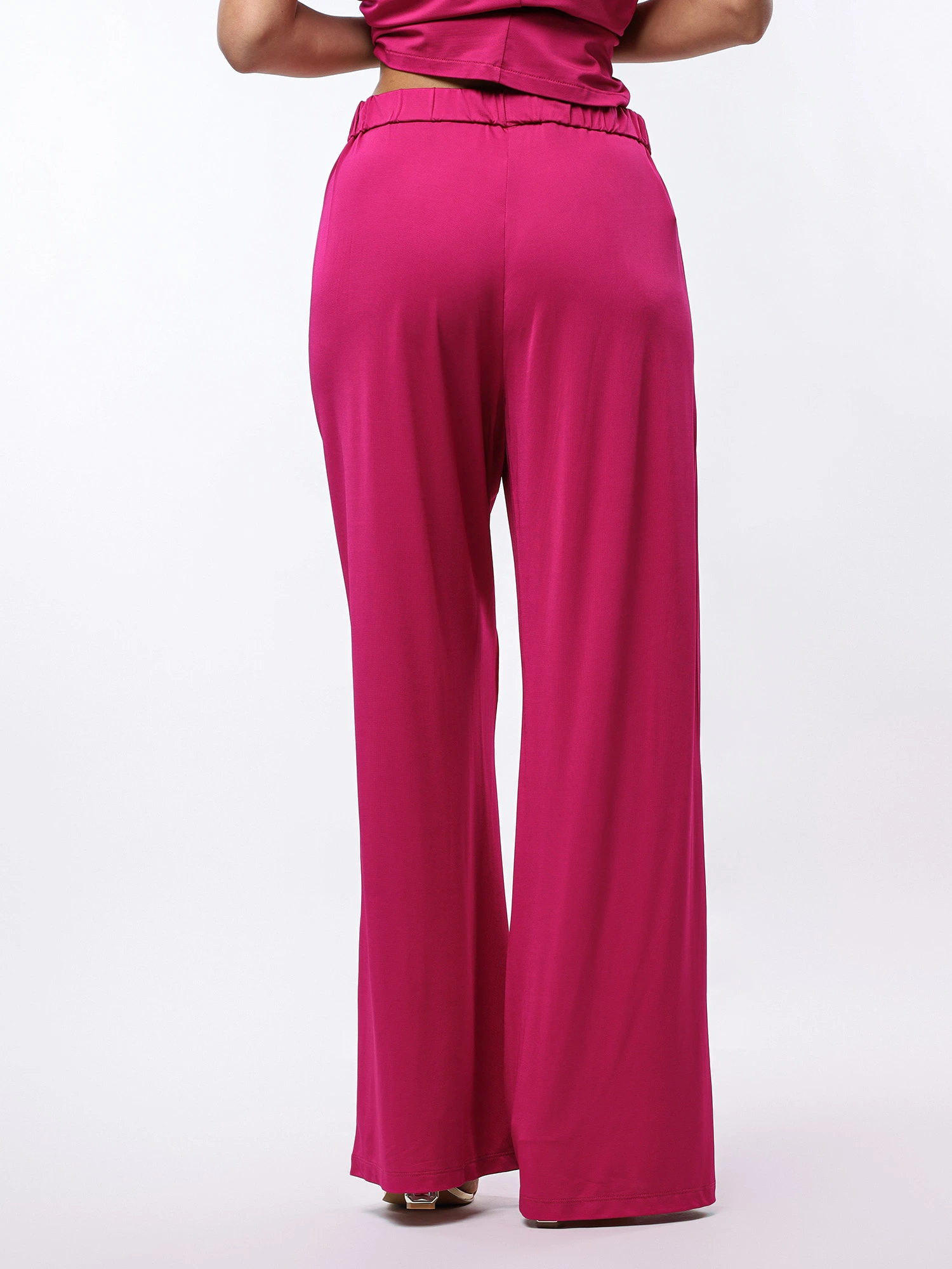 Брюки трикотажные цвета фуксии с эластичным поясом